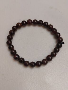 Natural Deep Red Garnet Gemstone Beads Stretch Bracelet 6.75 Inch Around 7mm